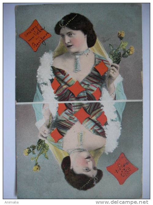 Surrealisme Carte A Jouer  Dame De Carreau - Playing Cards