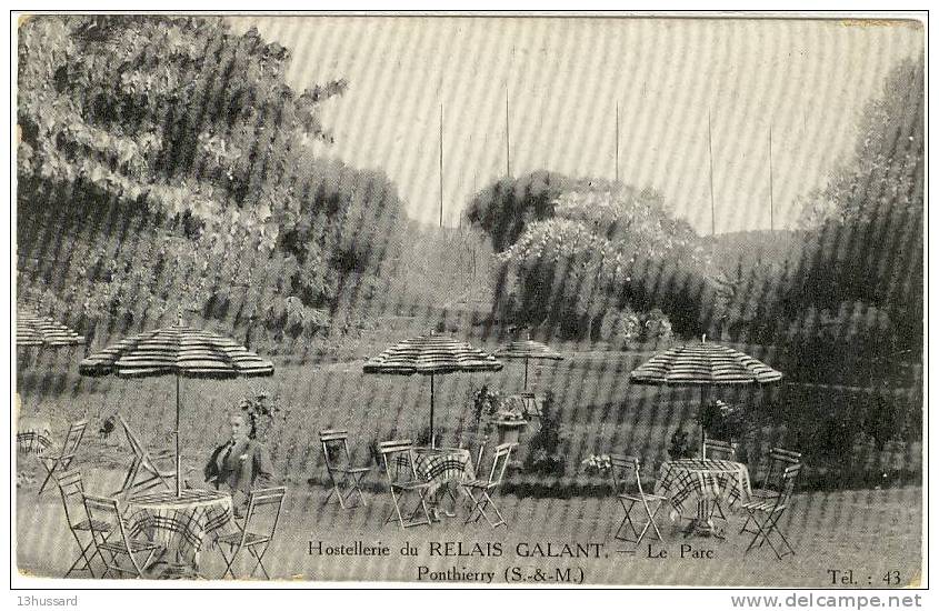 Carte Postale Ancienne Ponthierry - Hostellerie Du Relais Galant - Le Parc - Hôtel Restaurant, Antennes T.S.F. - Saint Fargeau Ponthierry