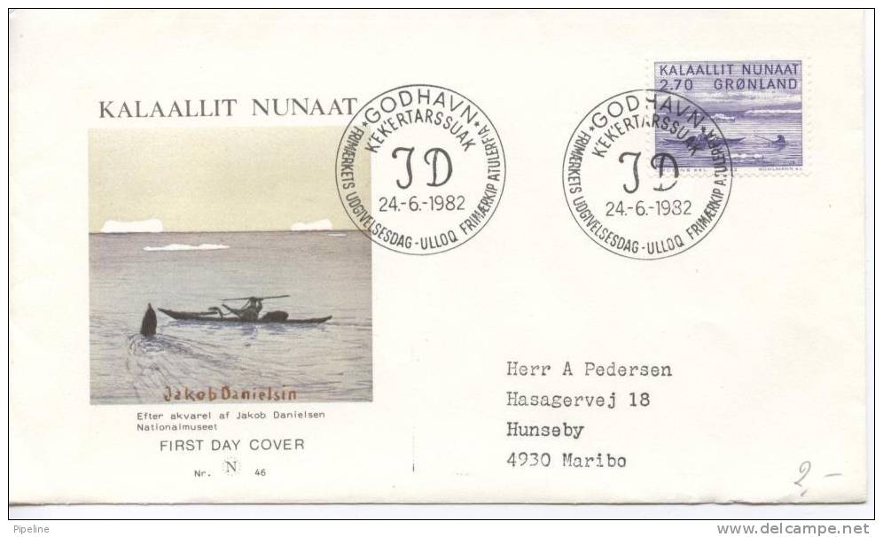 Greenland FDC 24.6.1982 Jakob Danielsen With Cachet Sent To Denmark - Other & Unclassified