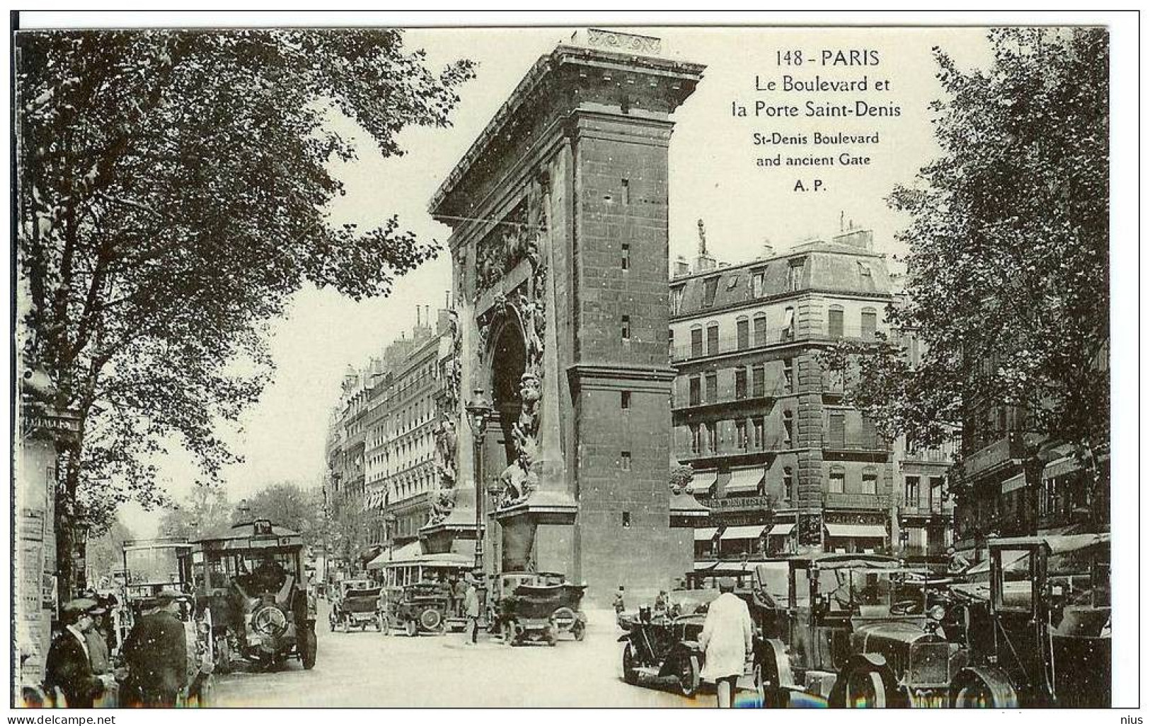 France Paris La Boulevard Et La Porte Saint-Denis Car Cars Transport - Public Transport (surface)