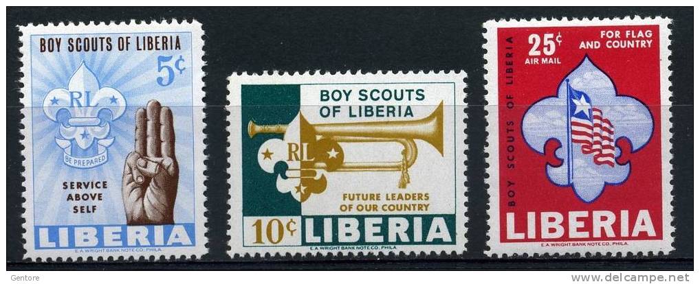 LIBERIA 1965 Scoutism Cpl Set Of 3 Yvert Cat. N° 399/00+Air 147 Absolutely Perfect MNH ** - Other & Unclassified