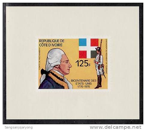 US Bicentenaire, Ivory Coast Sc422 D/S US Bicentennial, Rochambeau - Unabhängigkeit USA