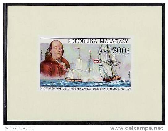 US Bicentenaire, Malagasy ScC139 D/S US Bicentennial, Franklin, Ship - Us Independence