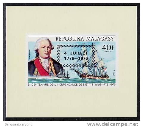 US Bicentenaire, Malagasy Sc564 D/S US Bicentennial, Grasse, Ship - Indépendance USA