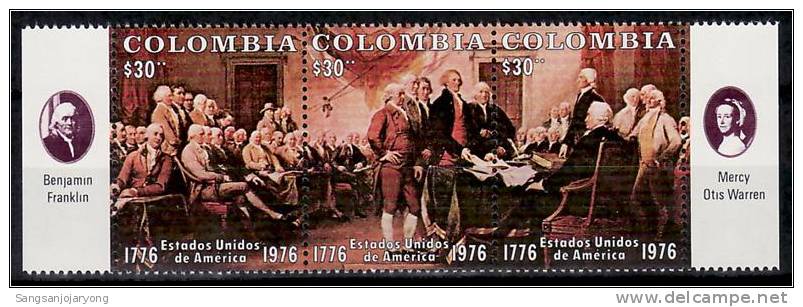 US Bicentenaire, Colombia Sc846 US Bicentennial, Declaration Of Independence - Unabhängigkeit USA