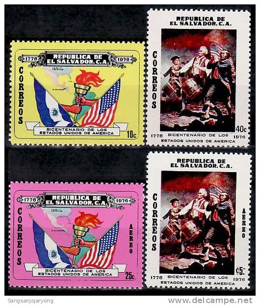 US Bicentenaire, El Salvador Sc870-1, C383-4 US Bicentennial, The Spirit Of 76 - Us Independence