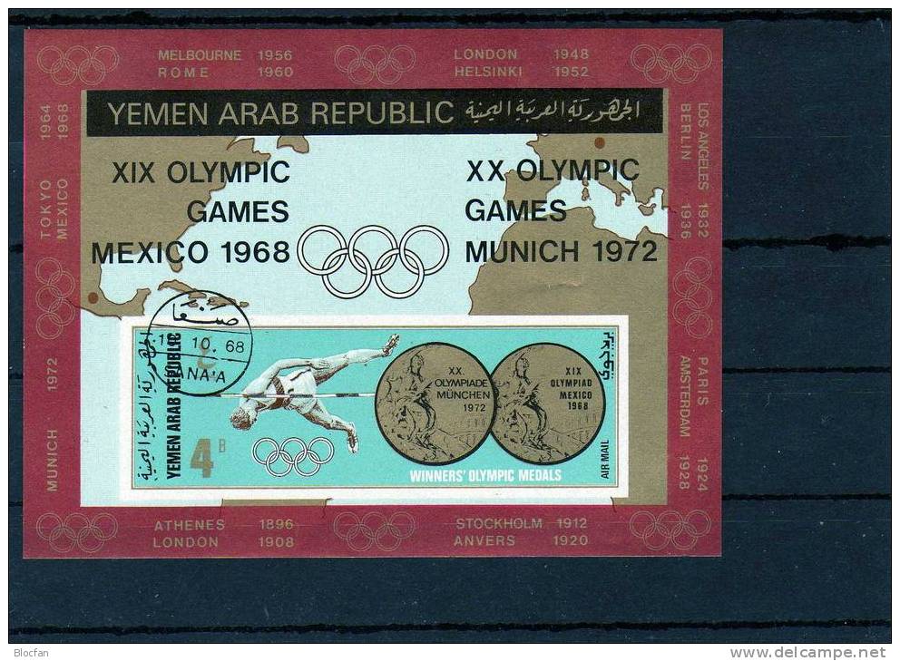 Mexiko Olympia-Medaille 1968 Jemen Block 78 O 12€ Olympiade München 1972 Hoja Bloque Bloc M/s Sheet Ss Olympic Bf Yemen - Zomer 1968: Mexico-City