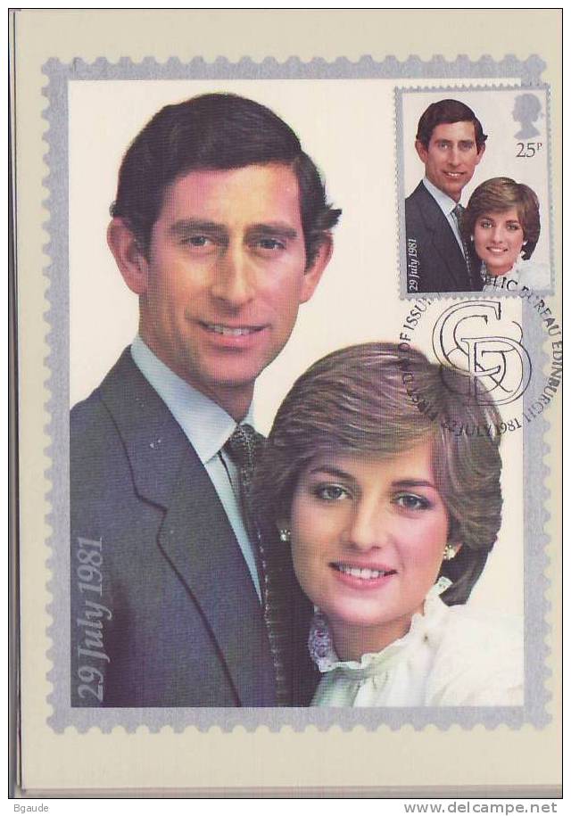 G B  CARTE MAXIMUM NUM.YVERT 1002 CHARLES ET DIANA MARIAGE - PHQ Cards