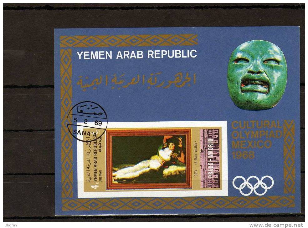 Olympiade Gemälde Maja Goya Jemen Block 96/7 O 17€ Kultur Prado Madrid Bloque Art Sheets Paintings Blocs Bf Arabia - Museen