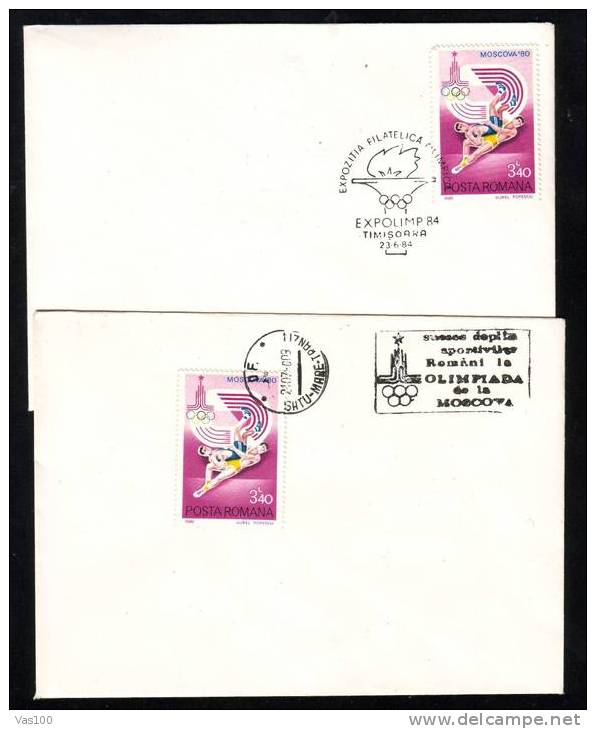 Olympic Games Obliteration ,stamp -lutte- Romania,2 Covers. - Wrestling