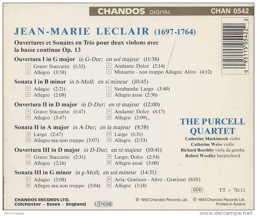 Leclair : Ouvertures Et Sonates En Trio Op.13, The Purcell Quartet - Klassik