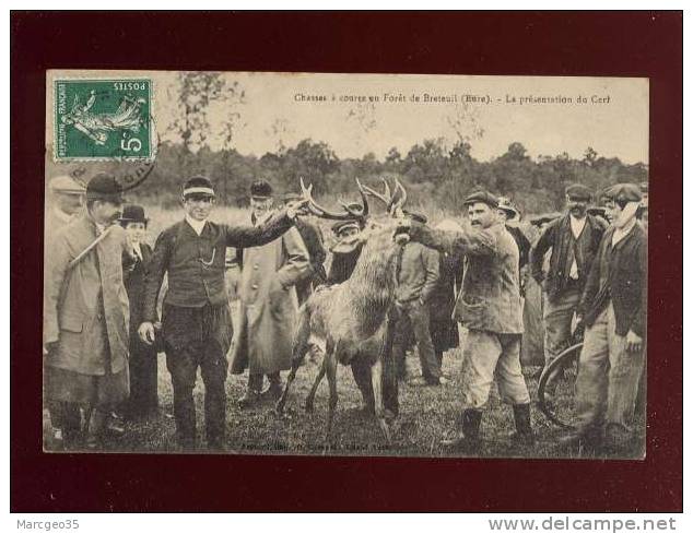 Chasses à Courre En Forêt De Breteuil La Présentation Du Cerf édit.chesnot Animée  Belle Carte - Breteuil