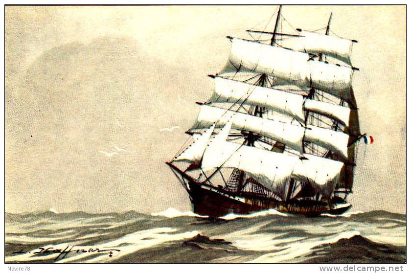 TROIS MATS BARQUE. BATEAUX. Collection De La Ligue Maritime Et Coloniale. Illustration HAFFNER - Haffner