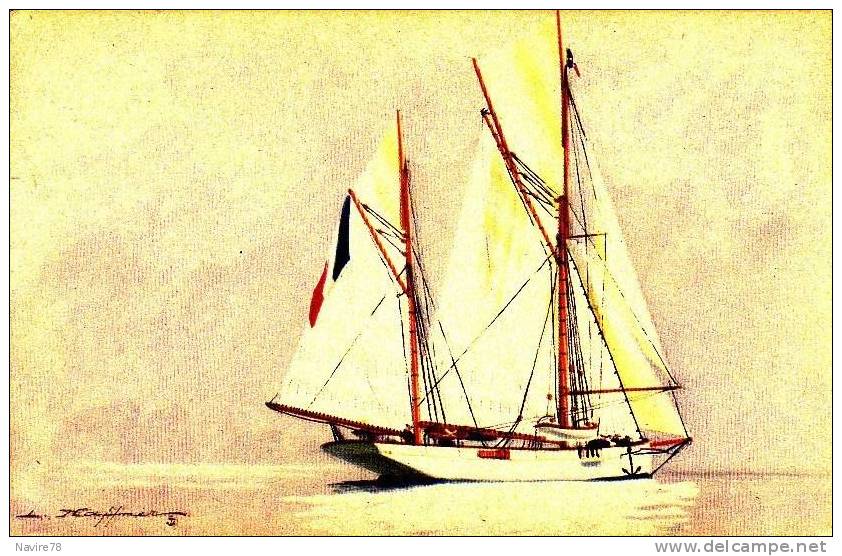 YACHT ENCALMINE. BATEAUX. Collection De La Ligue Maritime Et Coloniale. Illustration HAFFNER - Haffner
