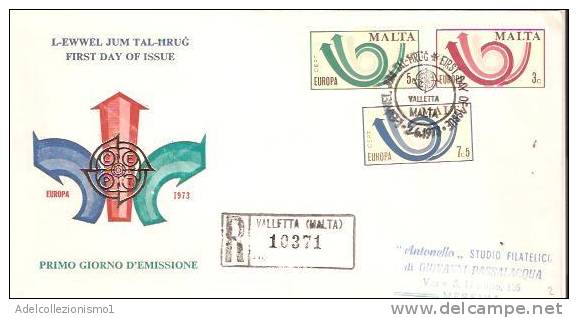 23432)lettera F.D.C.  L-ewwel Jum Tal-krug - Europa Cept Con 5c+3c+7c5 Maltesi Da Malta A Messina - Malta