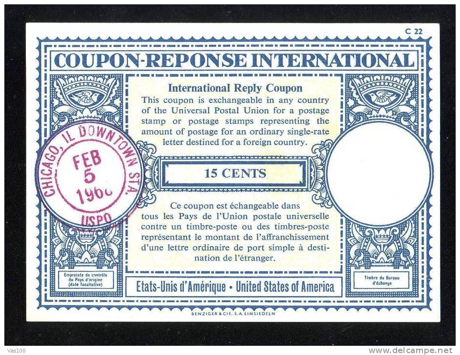 CUPON - REPONSE INTERNATIONAL 15 CENTS 1968 UNITED STATES OF AMERICA. - U.P.U.