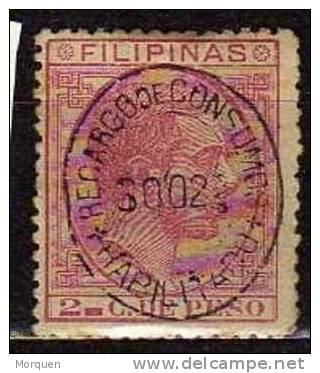 Filipinas , 2 Ctvos Alfonso XII .  Habilitado Recargo - Philipines