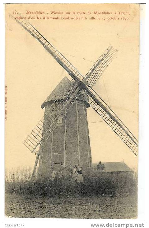 Montdidier : Moulin Sur La Route De Tricot Environ 1910 (animée). - Montdidier