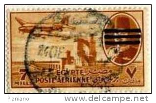 PIA - EGITTO - 1953 : Francobollo Precedente Soprastampato Con 3 Righe - (Yv P.A. 60A) - Posta Aerea