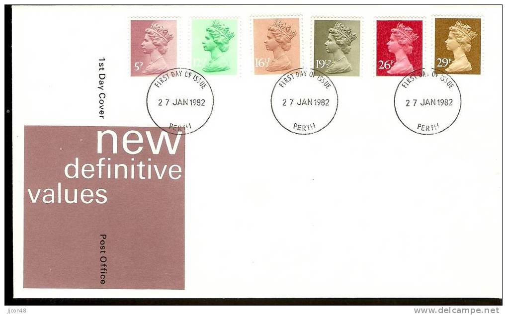 Great Britain 1982  Definitives. FDC.  Perth Postmark - 1981-1990 Decimal Issues