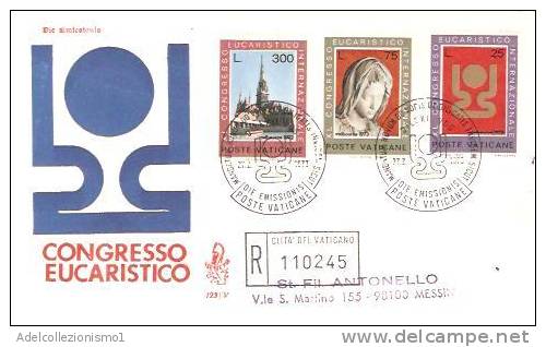 23553)lettera F.D.C. Congresso Eucaristico Con 25£+75£+300£ Vaticane Da Città Del Vaticano A Città - Briefe U. Dokumente