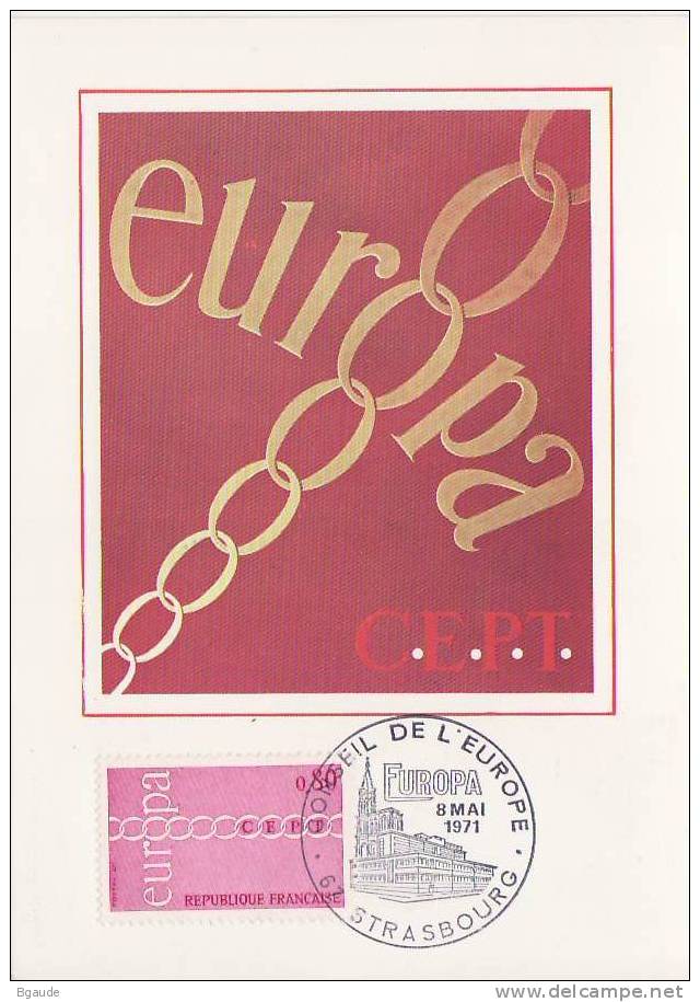 FRANCE  CARTE MAXIMUM  EUROPA CEPT 1971 NUM YVERT  1677 - 1971