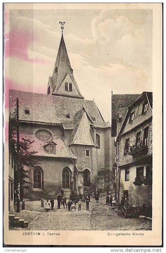 SELTEN!! IDSTEIN/TAUNUS * EVANGELISCHE KIRCHE MIT EINFÄRBUNG UND BUG * 1917 *!! - Idstein