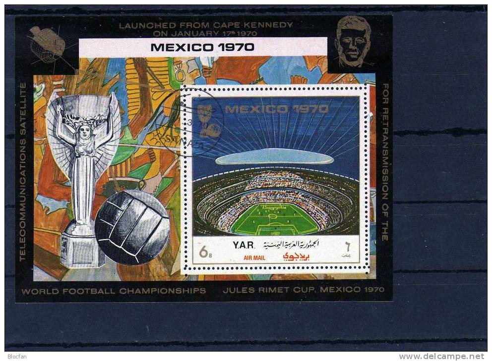 Mexico Stadion/Kunst Jemen Blocks 131/2 O 18€ Fußball WM Mexiko 1970 Sport YAR Bloque Football Blocs Soccer Sheets Yemen - 1970 – Mexique