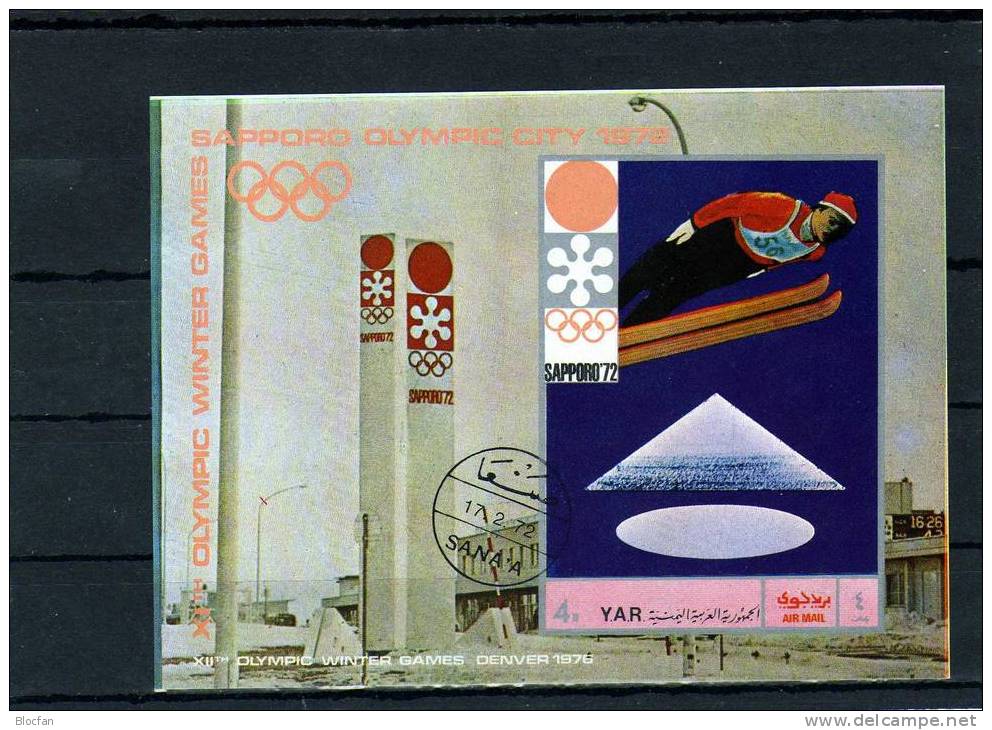 Winter Olympiade Sapporo 1972 Skisprung Yemen 1257 Block 147 A + B O 18€ - Hiver 1972: Sapporo