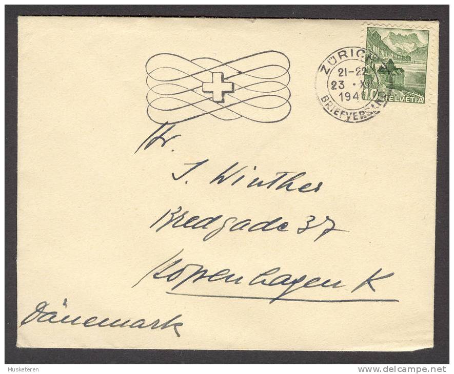 Switzerland Deluxe Swiss Cross Cancel Zürich 1948 On 'Petite' Cover To Kopenhagen Dänemark - Briefe U. Dokumente