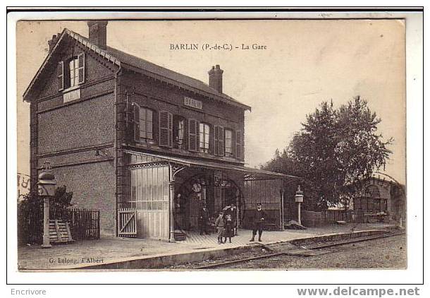 Cpa BARLIN La Gare Chef De Gare Enfants Quai Animé - Barlin