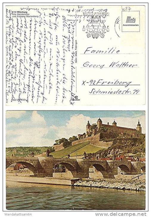 AK 87 Würzburg, Alte Mainbrücke Und Festung Marienberg Nach X – 92 Freiberg - Wuerzburg