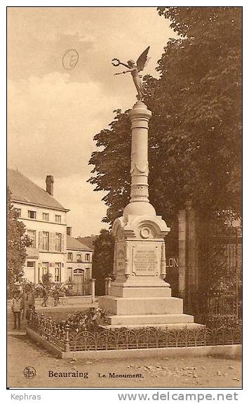 BEAURAING : Le Monument - CPA PEU COURANTE - Imprimerie J. Remy-Saimpain, Beauraing - Beauraing