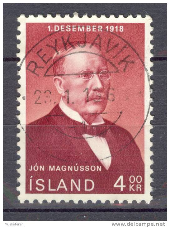Iceland 1968 Mi. 424    4.00 Kr Jon Magnússon Primeminister Of Iceland  Deluxe REYKJAVIK Cancel !! - Used Stamps