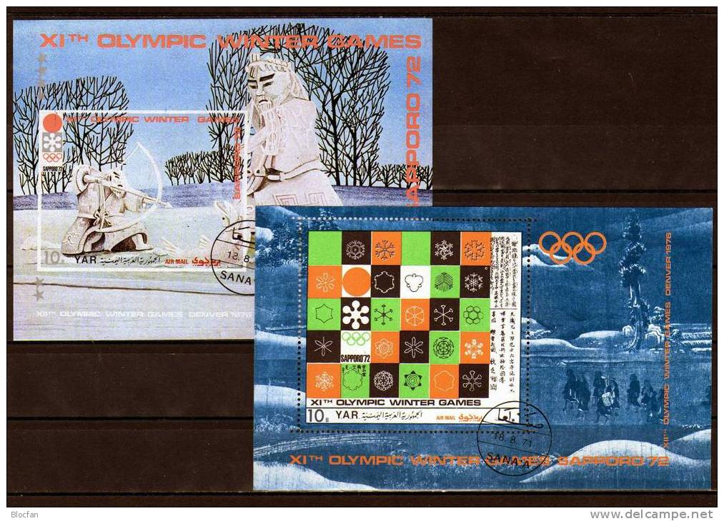 Winter Olympiade Sapporo Eiskristalle Yemen 1360/68 Block 161/2 O 15€ - Winter 1972: Sapporo