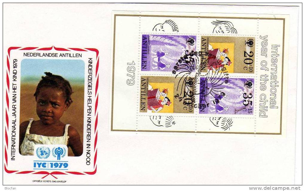 UNO Jahr Des Kindes 1979 Freizeit Der Kinder Antillen 401/4 + Block 11 2FDC 9€ - UNICEF