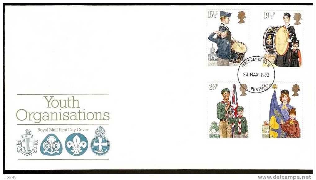 Great Britain 1982  Youth Organisations. FDC.  Perth Postmark - 1981-1990 Decimal Issues