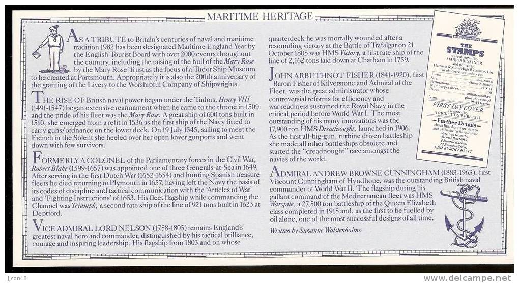 Great Britain 1982  Maritime Heritage. FDC.  Perth Postmark - 1981-1990 Decimal Issues