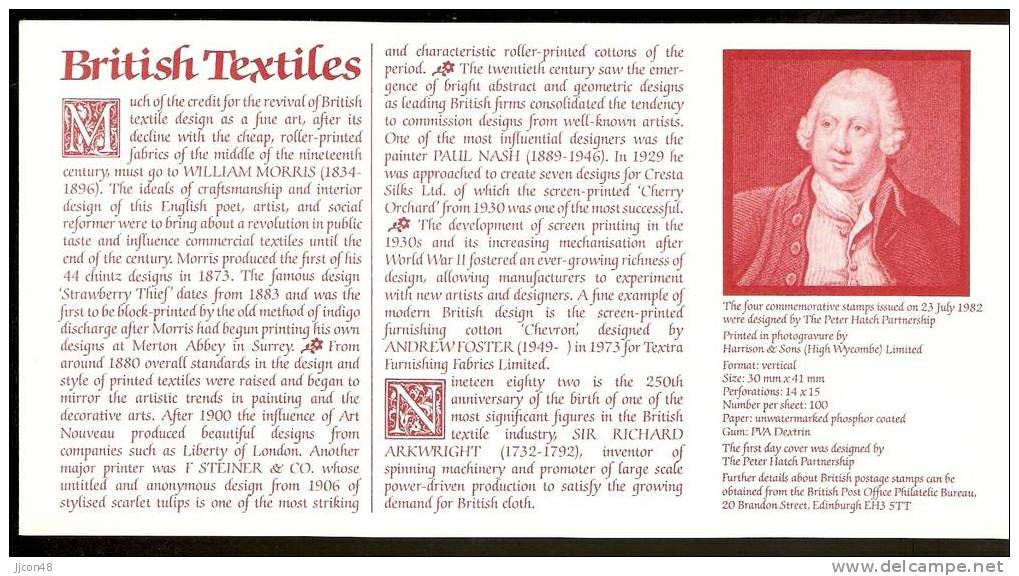 Great Britain 1982  British Textiles. FDC.  London,E.C. Postmark (29p Gutter Pair) - 1981-1990 Decimal Issues