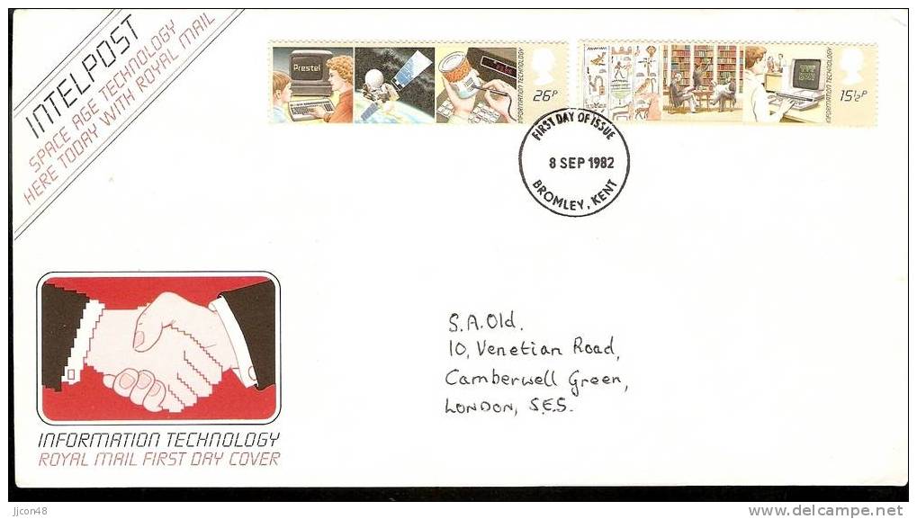 Great Britain 1982  Information Technology. FDC.  Bromley,Kent Postmark - 1981-1990 Decimal Issues