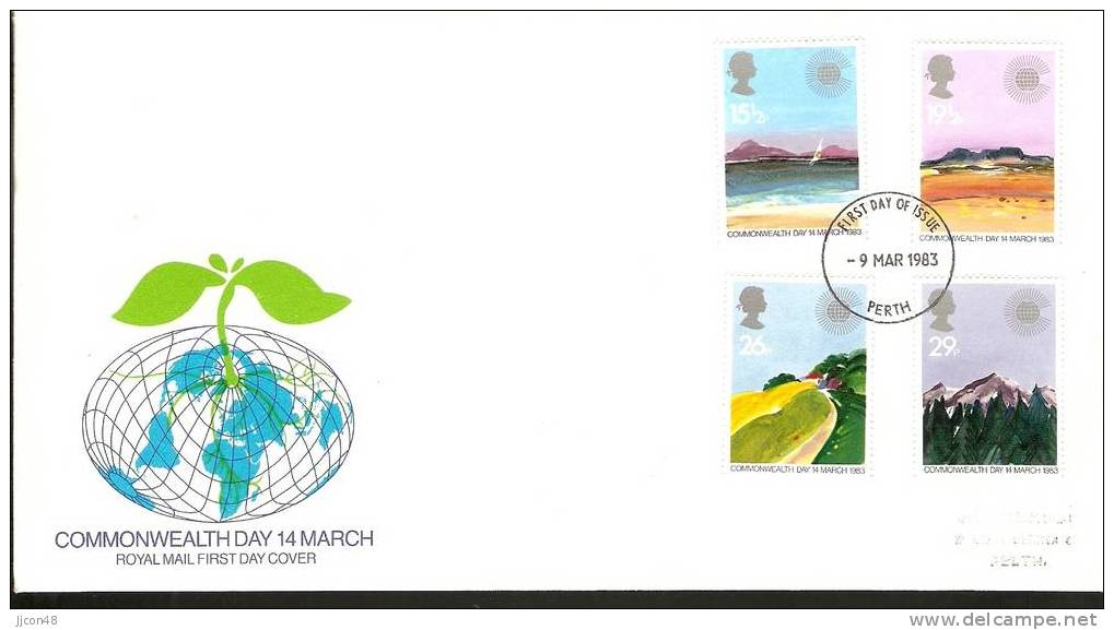 Great Britain 1983  Commonwealth Day. FDC.  Perth Postmark - 1981-1990 Dezimalausgaben