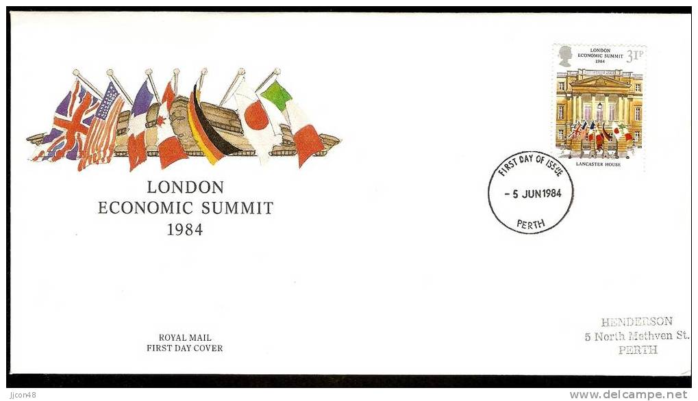 Great Britain 1984  London Economic Summit. FDC  Perth. Postmark - 1981-1990 Decimal Issues