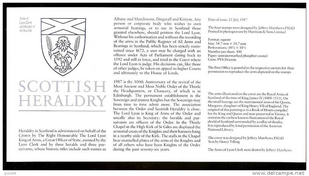 Great Britain 1987 Order Of The Thistle. FDC  Glasgow. Postmark - 1981-1990 Dezimalausgaben