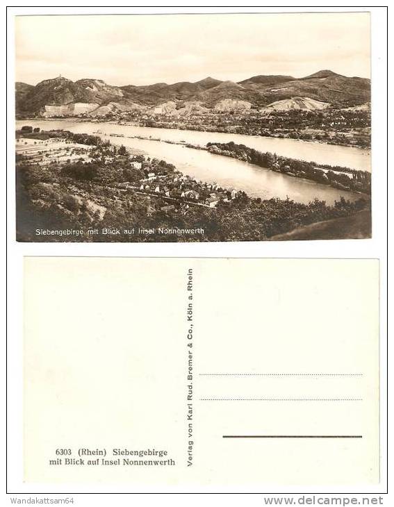 AK Siebengebirge Mit Blick Auf Die Insel Nonnenwerth Verlag Von Karl Rud. Bremer & Co., Köln A. Rhein 6303  (Rhein) - Remagen