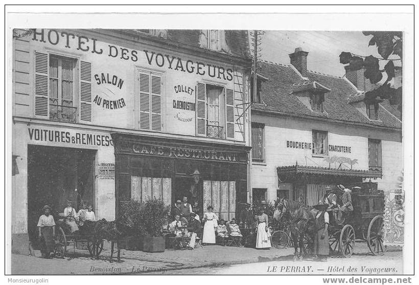 78 ))) LE PERRAY, Hotel Des Voyageurs, TRES ANIMEE, Benoiston édit ^ - Le Perray En Yvelines