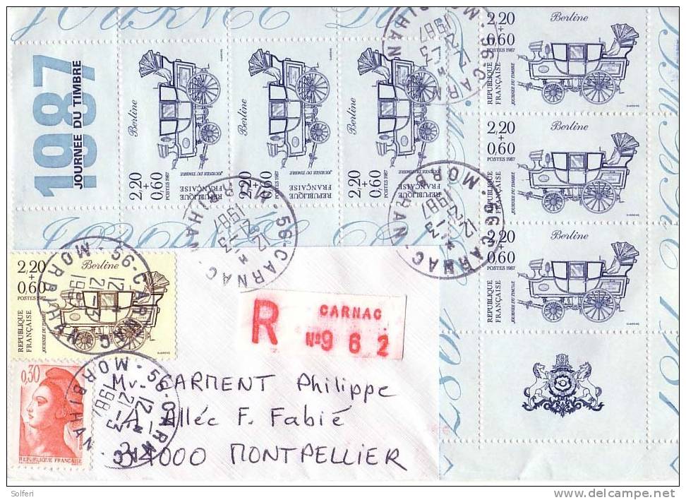 LETTER RED CROSS / FRANCE CARNET JOURNEE DU TIMBRE 1987  SUR LETTRE - Stamp Day