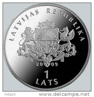 LATVIA 2009 SILVER COIN 1 LATS PIG / "The Piglet" 2009, -  PROOF - Lettonie