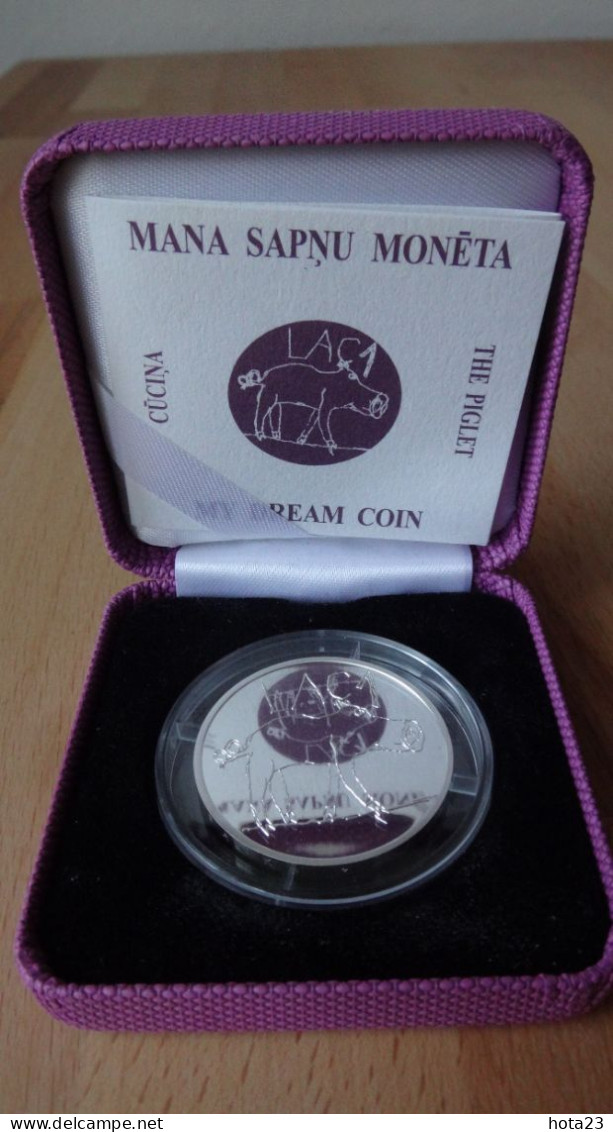 LATVIA 2009 SILVER COIN 1 LATS PIG / "The Piglet" 2009, -  PROOF - Lettonie