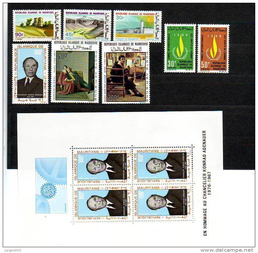 Nr 323/324, 331/332, 333, 338/340, BL4 **, Michel = 19 Euro (E16185) - Mauritanie (1960-...)