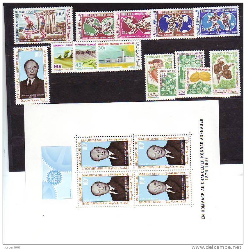 Nr 326/330, 333, 338/340, 371, 392/395, BL4 **, Michel = 19 Euro (E16186) - Mauritanie (1960-...)